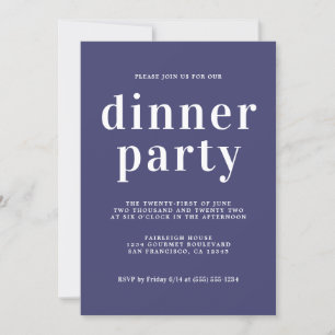 Enkelt Chic Typografi, marinblå innerblå Party Inbjudningar