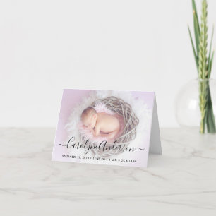 Enkelt Chic Typography Photo Birth Notice Helgkort