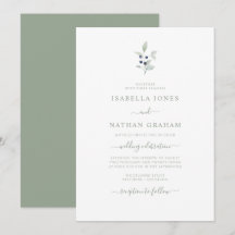 Enkelt Chic Vattenfärgssedel Navy Botanical Bröllo