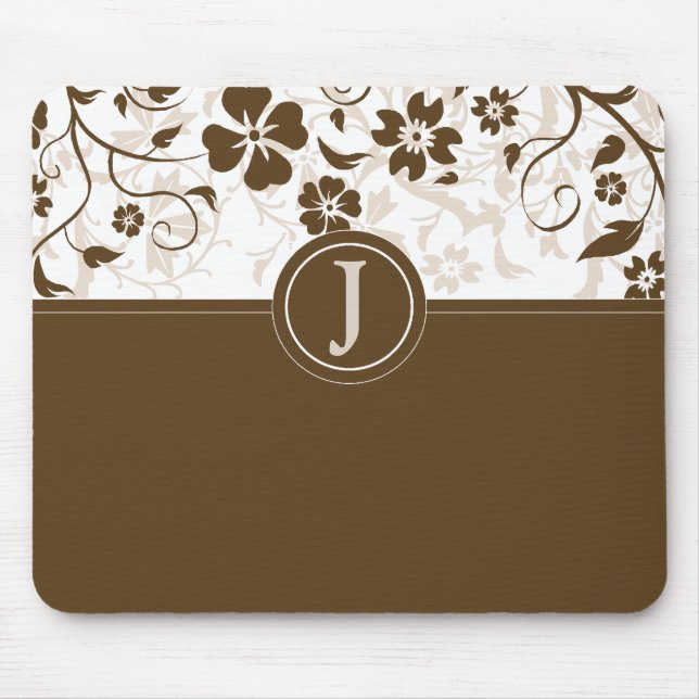 Enkelt choklad Brown Monogrammed Mousepad Musmatta (Framsidan)
