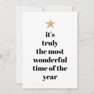 Enkelt citat av Träd Shape Black & White Guld Star Julkort