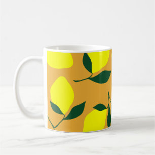 Enkelt citron mönster, orangens bakgrund. kaffemugg