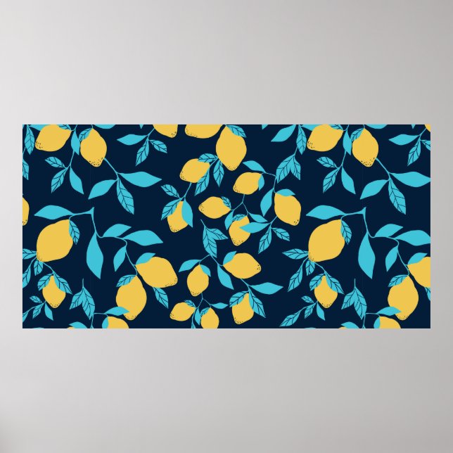 Enkelt citrus mönster. mogna citroner och klarleav poster (Framsidan)