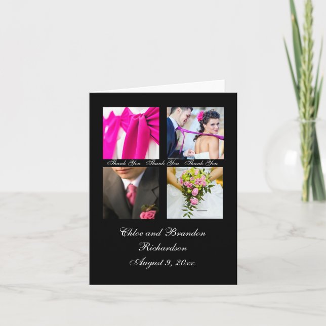 Enkelt Collagetackkort (svarten) Tack Kort (Framsida)