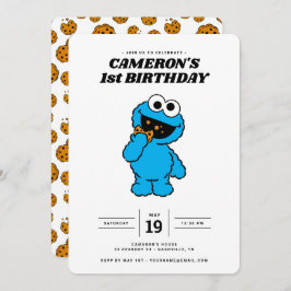 Enkelt Cookie Monster 1:a födelsedag Inbjudningar