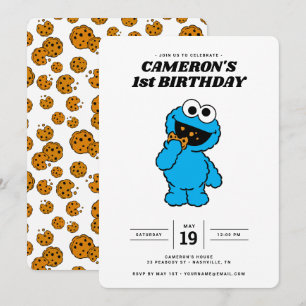 Enkelt Cookie Monster 1:a födelsedag Inbjudningar