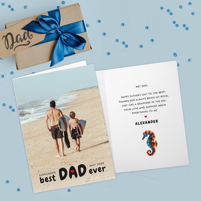 Enkelt Cute Best Pappa någonsin Nautical Seahorse  Kort (Skapare uppladdad)