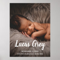Enkelt cute Birth Stats Photo Baby Nursery