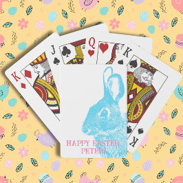 Enkelt Cute Blue Bunny Rabbit Påsk Casinokort