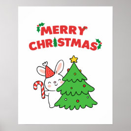 Enkelt Cute Bunny Animal Tecknad jul Poster