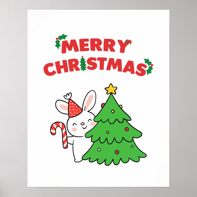 Enkelt Cute Bunny Animal Tecknad jul Poster (Framsidan)