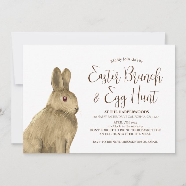 Enkelt Cute bunny kanit påsk brunch-äggjakt Inbjudningar (Framsida)