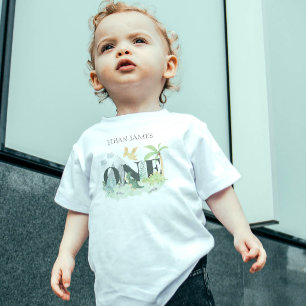 Enkelt cute Dinosaur 1:a födelsedagets pojkvän Wat T Shirt