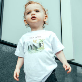 Enkelt cute Dinosaur 1:a födelsedagets pojkvän Wat T Shirt