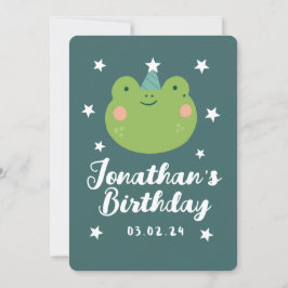 Enkelt cute Frog Forest med djurets födelsedag Inbjudningar