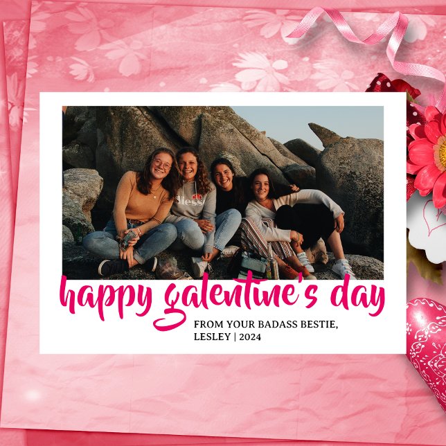 Enkelt Cute Heart Lycklig Galentines Day besties Julkort (Skapare uppladdad)