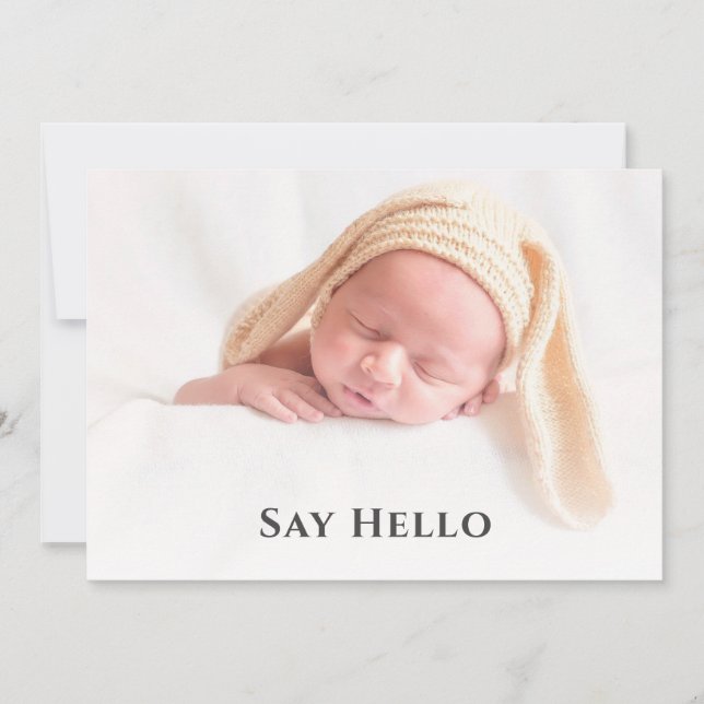 Enkelt Cute Hej Baby Anpassningsbar Photo Newborn  Meddelande (Framsida)