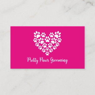 Enkelt Cute Hund Groomer Rosa Paw Print Heart Visitkort