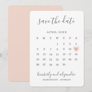 Enkelt Cute Peach Heart Calender Bröllop Spara Datumet