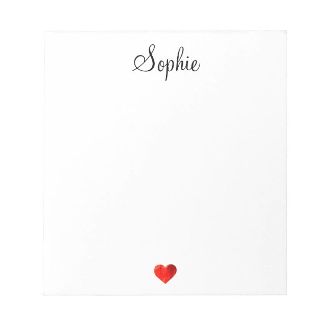 Enkelt Cute Red Heart Anteckningsblock (Framsida)