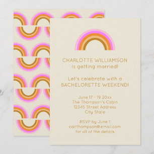 Enkelt Cute Retro Rainbow Bachelorette Helg Inbjudningar