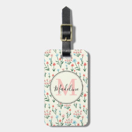Enkelt Cute Ro Flower Rosa Monogram Namn Bagagebricka