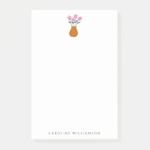 Enkelt Cute Rosa Flower i Vas Personlig Post-it Block