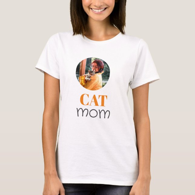 Enkelt Cute Script Pet-ägare Cat Mamma-foto T Shirt (Framsida)