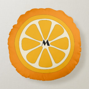 Enkelt cute-segment med minimal Orange med Monogra Rund Kudde