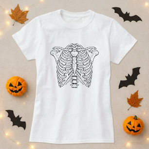 Enkelt Cute Skeleton Ribage T Shirt