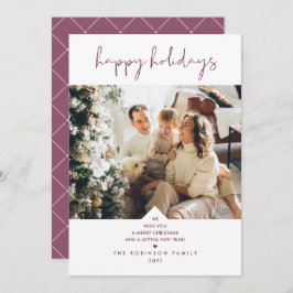 Enkelt cute Typography Plum Lila Julfoto Julkort