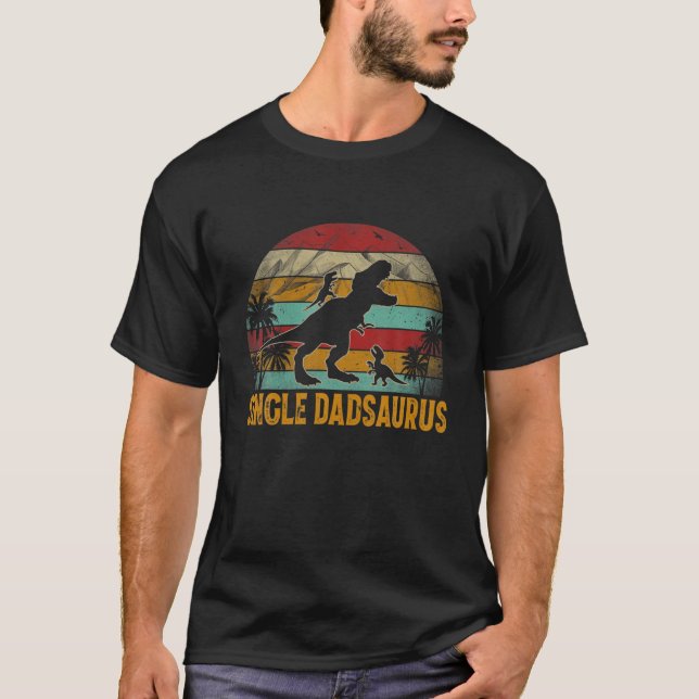 Enkelt Dadsaurus Rex Dinosaur Fars dag för sin T Shirt (Framsida)