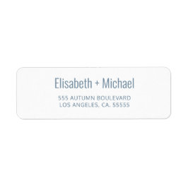 Enkelt dammigt blått skript bröllop returadress returadress etikett