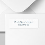 Enkelt dammigt blått skript bröllop returadress returadress etikett<br><div class="desc">Redigerbar text retur-adressetikett med trendigets chic dammig blå redigerbar typografi på en vit bakgrund.            Enkel att anpassa med dina uppgifter! Du kan ändra färg och teckensnitt för text efter att du har markerat alternativet CUSTOMIZE.              Ideal för elegant bröllop eller andra formella klassrelaterade händelser.</div>