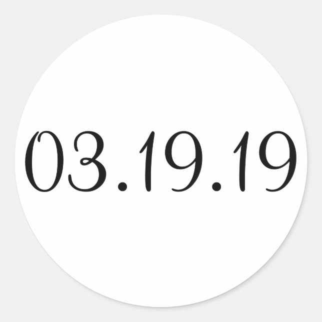 Enkelt datum - rund klistermärke (Framsida)