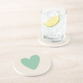 Enkelt Deafoam Mint Grönt Heart Sandstone Underläg Underlägg