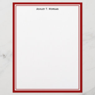 Enkelt Deep Red White Personlig Letterhead