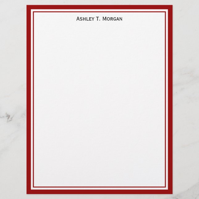 Enkelt Deep Red White Personlig Letterhead (Framsida)