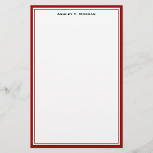 Enkelt deep Red White Personlig Stationery Brevpapper