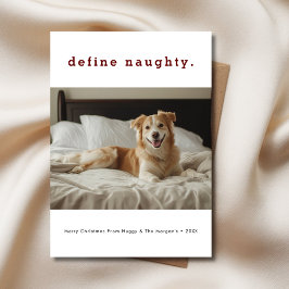 Enkelt Define Naughty Funny julfoto - Hund Julkort