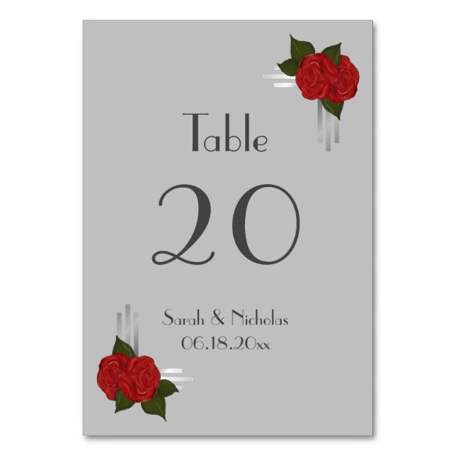 Enkelt dekretkort för Elegant Ro Bröllop Bord Bordsnummer (Baksidan)