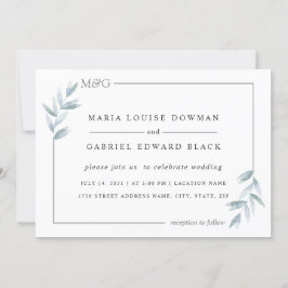 Enkelt delikat löv. Airy Ram. Formellt bröllop Inbjudningar