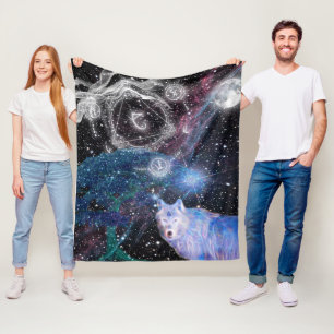 Enkelt Designad konst för surrealistisk Varg Fleecefilt