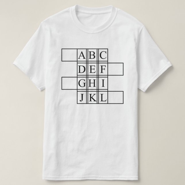 Enkelt, designad t-shirt med alfabet (Design framsida)