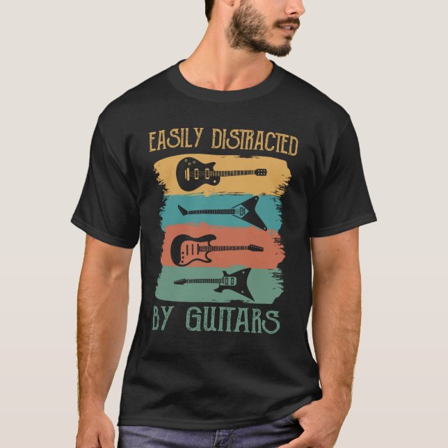 Enkelt distraherad av gitarrer t shirt (Framsida)