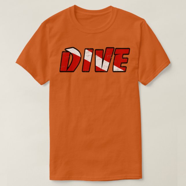 Enkelt DIVE-flagga Rött trollspö Vitt Dyka T Shirt (Design framsida)