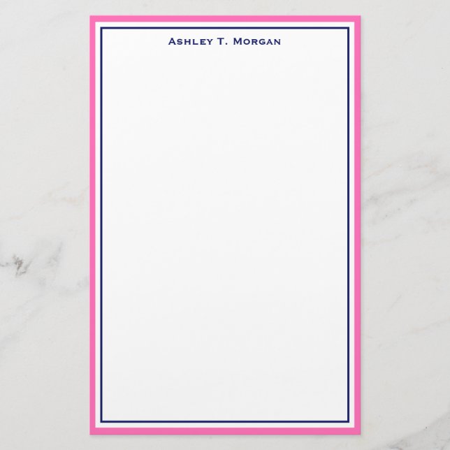 Enkelt DIY Ram & BG, Shock rosa Blue White Brevpapper (Framsida)