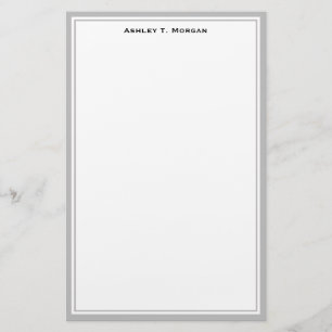 Enkelt DIY Ram White Personlig Grått Brevpapper
