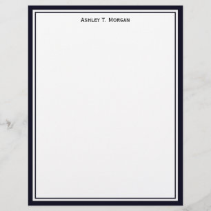 Enkelt Dk Blue / Vit Personlig Letterhead