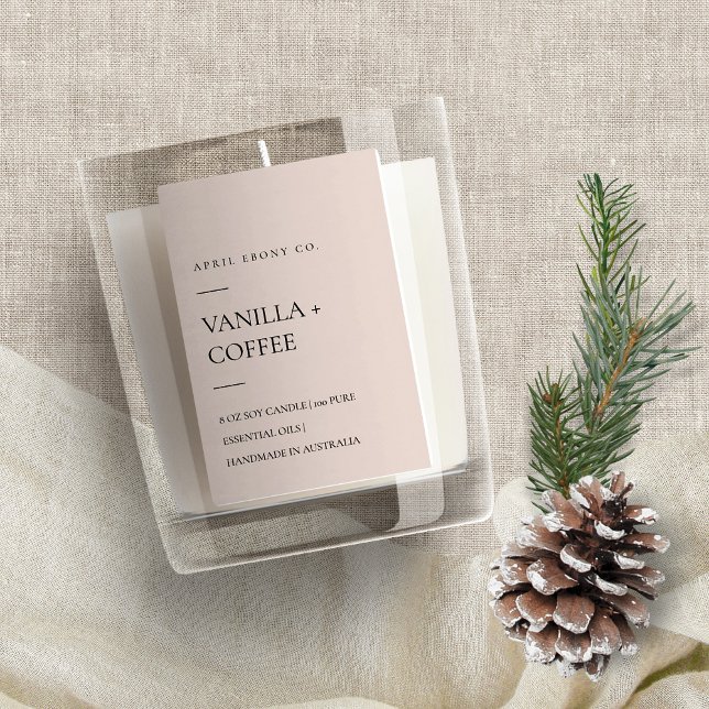ENKELT DUSKY  ROSA MINIMAL MODERN CANDLE MAT ETIKETT (Skapare uppladdad)